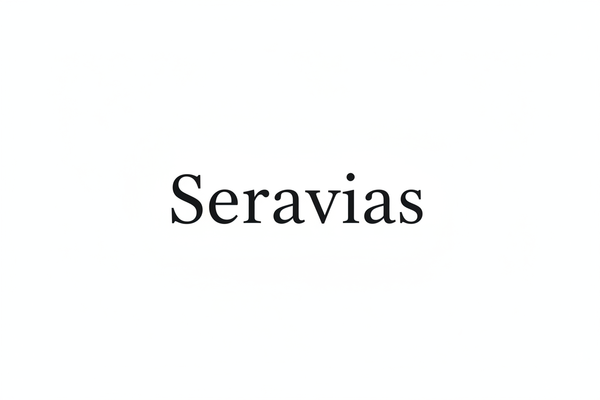 geef mee een modern logo maar klassiek geschreven voor de naam Seravias zonder iets rond het woord